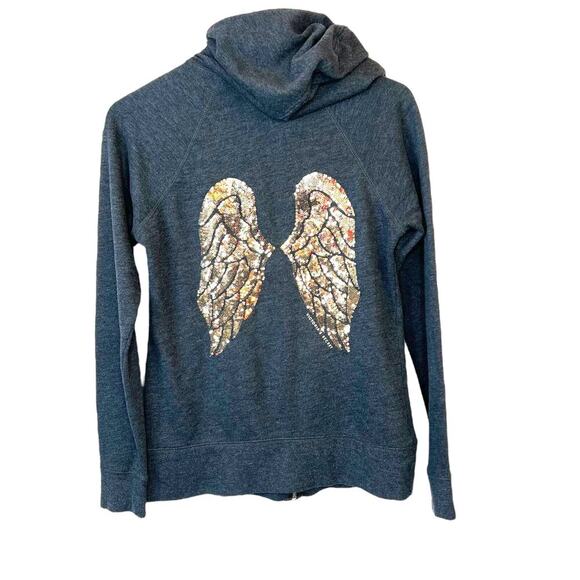 VICTORIA'S SECRET Angel Wings Zip-up Hoodie in Gray Women's Size Small - Picture 1 of 11